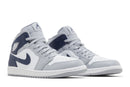 Tênis Nike Air Jordan 1 Mid Wolf Grey Midnight Navy Cinza